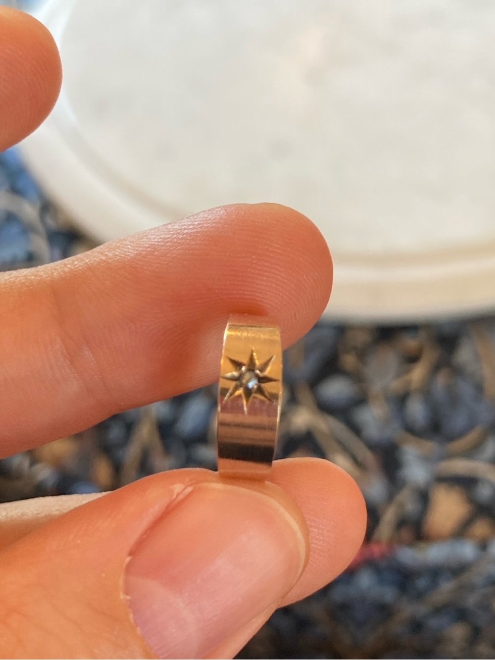 Antique Victorian Starburst Diamond Wide Band Ring, Tiny Size - Picture 11 of 17
